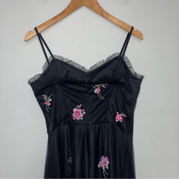 Sue Wong Dress Women's Size Medium Black Vintage Embroidered Floral Mesh Bustier - Picture 8 of 9